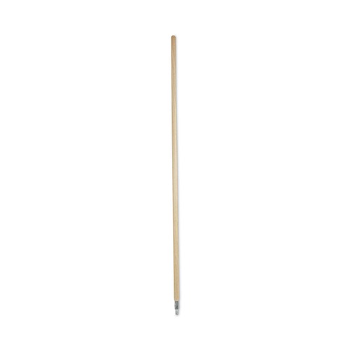Brooms | Boardwalk BWK138 1.13 in. x 60 in. Metal Tip Threaded Hardwood Broom Handle - Natural image number 0