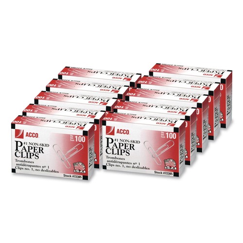 Office Jansan | ACCO A7072385G No. 1 Nonskid Paper Clips - Silver (1000/Pack) image number 0