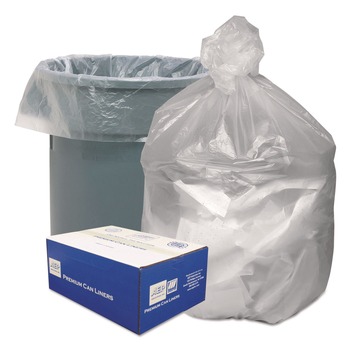 Good 'n Tuff 30 in. x 36 in. 30-Gallon 8 mic. Waste Can Liners - Natural (500/Carton)