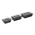Food Trays, Containers, and Lids | GEN FCPP-BC-28RECT 8.81 in. x 6.02 in. x 2.48 in. 28 oz. Plastic Microwavable Food Container with Lid - Rectangular Black/Clear (150/Carton) image number 2
