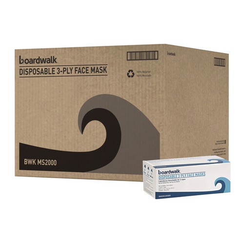 Masks | Boardwalk MS2000 3-Ply General Use Face Mask - Blue (2000/Carton) image number 0