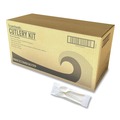 Food Service | Boardwalk BWK3COMBOKITPP 6.97 in. Plastic Mediumweight Fork/Knife/Spoon 3-Piece Cutlery Kit - White (250/Carton) image number 0