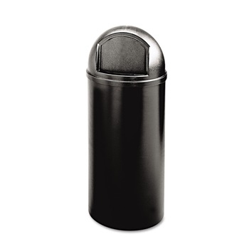 Rubbermaid Commercial Marshal 25-Gallon Plastic Round Classic Container - Black