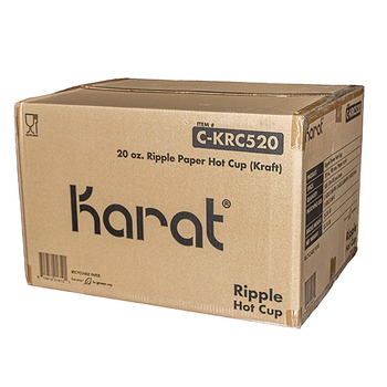 Karat 20 oz Ripple Hot Cups - Kraft/White (500/Carton)