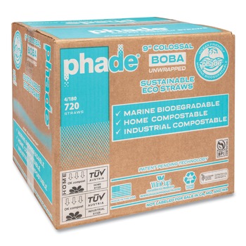 phade 9 in. Marine Biodegradable Boba Straws - Ocean Blue (720/Carton)