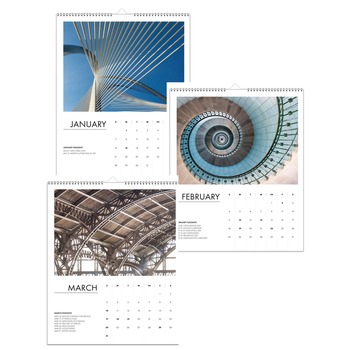 House of Doolittle 14 in. x 11 in. 12-Month (Jan-Dec 2026) 100 Percent Recycled Abstract Architecture Wall Calendar - White Sheets