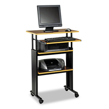 Safco 1929CY MUV Stand-Up 29.5 in. x 22 in. x 35 in. to 49 in. Adjustable-Height Desk - Cherry/Black