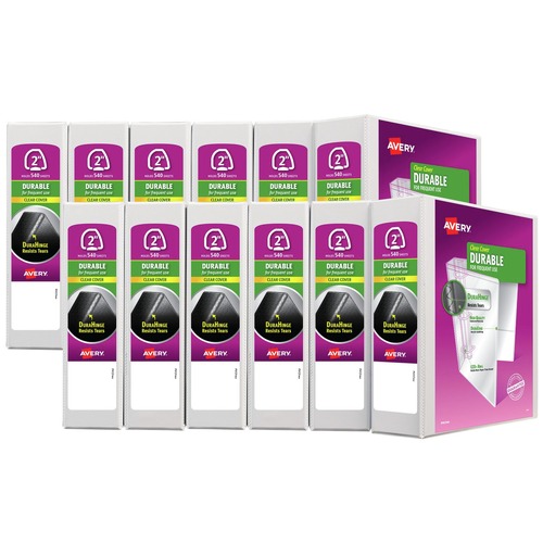 Binders & Binding Supplies | Avery 09501 3 EZD Rings 2 in. Capacity 11 in. x 8.5 in. Durable View Binder with DuraHinge - White (12/Carton) image number 0