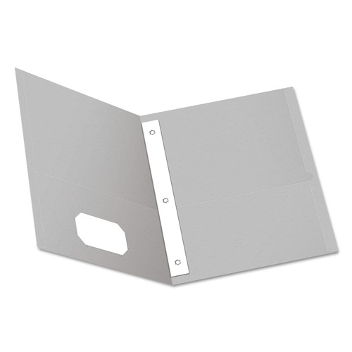 Office Jansan | Oxford 57705 11 in. x 8.5 in. 0.5 in. Capacity Twin-Pocket Folders with 3 Fasteners - Gray (25/Box) image number 0