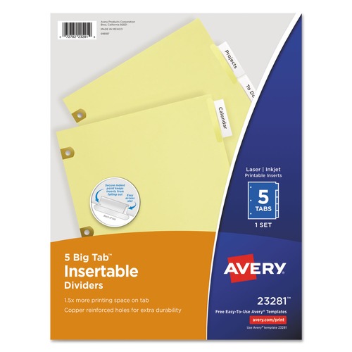 Customer Appreciation Sale - Save up to $60 off | Avery 23281 Insertable Big Tab Dividers, 5-Tab, Letter (1 Set) image number 0