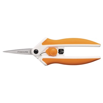 Fiskars 6.1 in. Long 1.75 in. Cut Length Micro-Tip Easy Action Scissors - Orange/White Handle