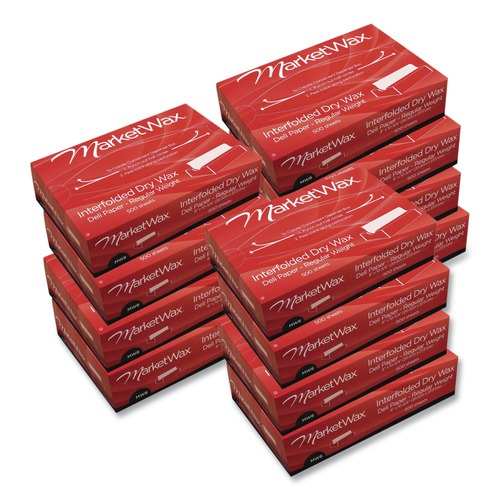 Food Service | Bagcraft P011012 MarketWax 12 in. x 10.75 in. Interfolded Dry Wax Deli Paper - White (12 Boxes/Carton, 500 Sheets/Box) image number 0
