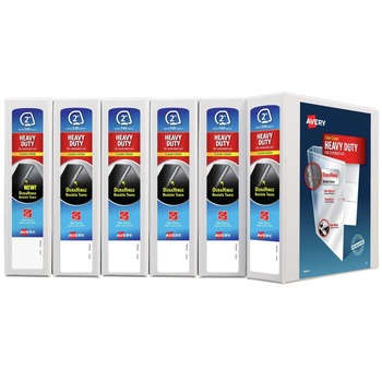 Avery One Touch EZD Rings 3 Rings 2 in. Capacity 11 in. x 8.5 in. Heavy-Duty DuraHinge View Binder - White (6/Carton)