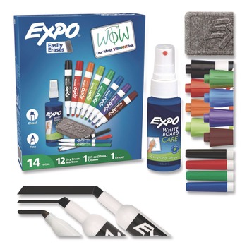 EXPO Medium Assorted Tips Low-Odor Dry Erase Marker Eraser and Cleaner Kit - Assorted Colors (12/Set)