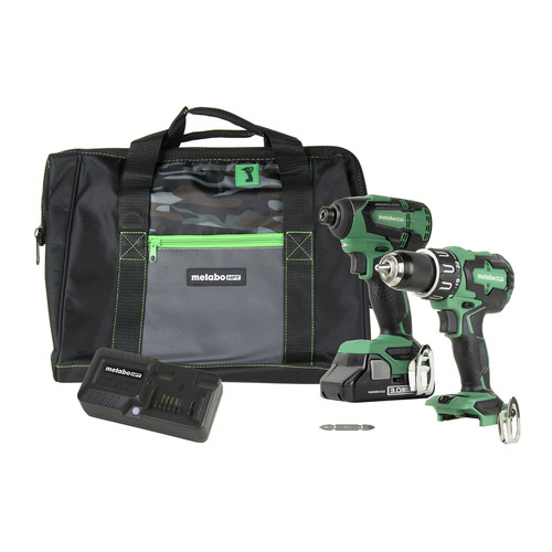 Combo Kits | Metabo HPT KC18DBFL2SM 18V Brushless Lithium-Ion 1/4 in. Cordless Hammer Drill/1/4 in. Cordless Impact Driver Kit (3 Ah) image number 0