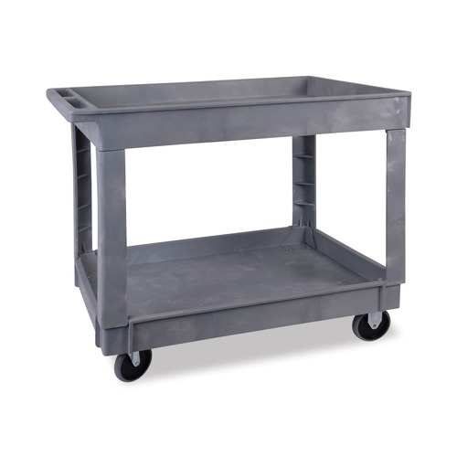 Utility Carts | Boardwalk 3485207 Two-Shelf 24 in. x 40 in. Plastic Resin Utility Cart - Gray image number 0