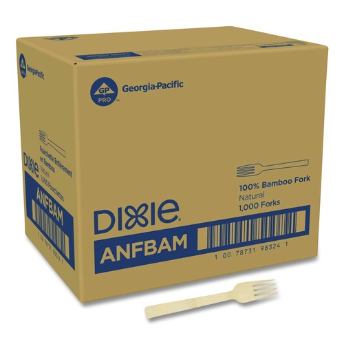 Cutlery | Dixie ANFBAM Mediumweight Bamboo Cutlery Fork - Light Golden (1000/Carton) image number 0