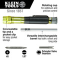 Screwdrivers | Klein Tools 32613 Precision HVAC 3-in-1 Pocket Multi-Bit Screwdriver with Phillips, Slotted and Schrader Bits image number 6
