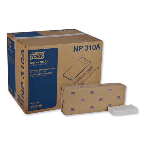 Paper Towels and Napkins | Tork NP310A 15 in. x 16.25 in. 2-Ply 1/8-Fold Advanced Dinner Napkins - White (3000/Carton) image number 0