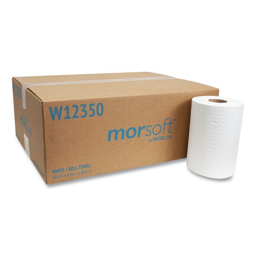 Cleaning & Janitorial Supplies | Morcon Paper W12350 MORSOFT UNIVERSAL ROLL TOWELS, 8-in X 350 FT, WHITE, 12 ROLLS/CARTON image number 0