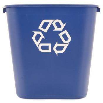 TRASH CANS | Rubbermaid Commercial FG295673BLUE 28.13-Quart Rectangular Deskside Recycling Container - Medium, Blue