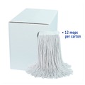 Cleaning & Janitorial Supplies | Boardwalk BWK224CCT 24 oz. Cotton Premium Cut-End Wet Mop Heads - White (12/Carton) image number 7