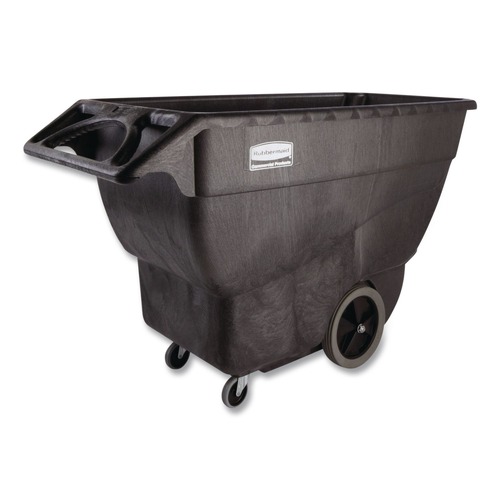 Trash Cans | Rubbermaid Commercial FG101100BLA 151 gal. 600 lbs. Capacity Plastic Structural Foam Tilt Truck - Black image number 0