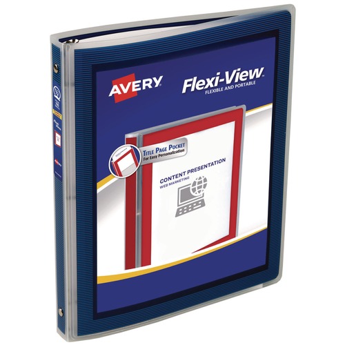 Office Jansan | Avery 15766 3 Rings 0.5 in. Capacity Flexi-View 11 in. x 8.5 in. Binder with Round Rings - Navy Blue image number 0