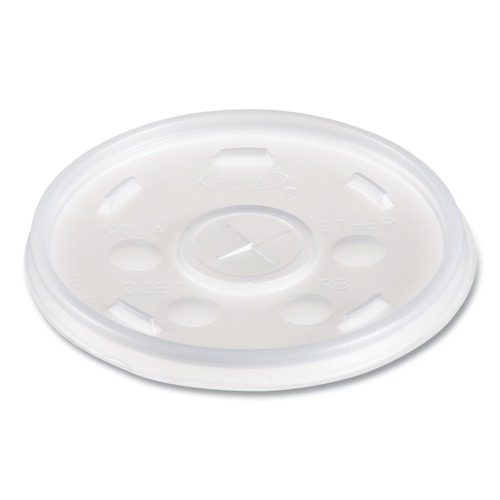 Cutlery | Dart 12SL Slip-Thru Plastic Lids for 12oz Hot/Cold Foam Cups - White (1000/Carton) image number 0