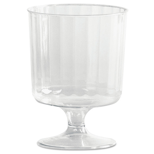 Cups and Lids | WNA WNA CCW5240 5 oz. Fluted Classic Crystal Plastic Wine Glasses on Pedestals - Clear (10/Pack, 24 Packs/Carton) image number 0