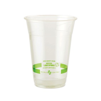 World Centric 16 oz PLA Plastic Cold Cups - Clear (1000/Carton)