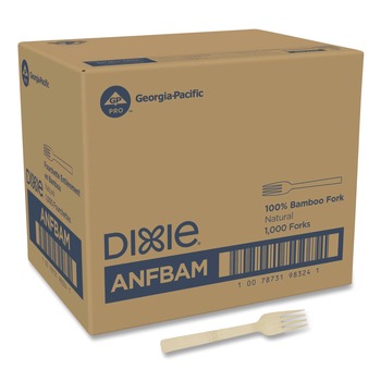 Dixie ANFBAM Mediumweight Bamboo Cutlery Fork - Light Golden (1000/Carton)