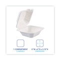  | Boardwalk HL-66BW 6 in. x 6 in. x 3.19 in. 1-Compartment Hinged-Lid Sugarcane Bagasse Food Containers - White (125/Sleeve, 4 Sleeves/Carton) image number 5
