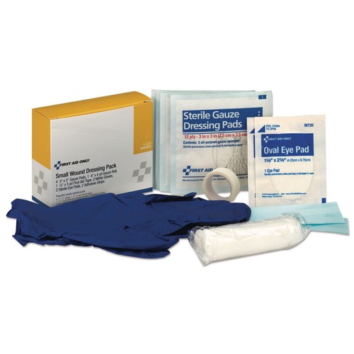 First Aid | First Aid Only 3-910 Small Wound Dressing Kit Includes Gauze/Tape/Gloves/Eye Pads/Bandages image number 0