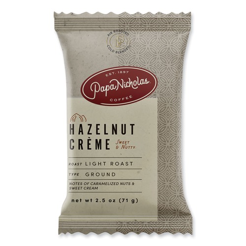 PapaNicholas Coffee 25187 2.5 oz. Premium Light Roast Hazelnut Crème Coffee (18/Carton) image number 0