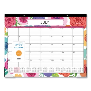 Blue Sky 22 in. x 17 in. 12-Month (Jul 2025-Jun 2026) Mahalo Academic Desk Pad - Black Binding/Clear Corners