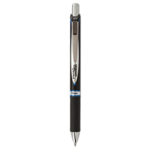 Pens | Pentel BLP77-C EnerGel PRO Permanent Ink Medium 0.7 millimeter Retractable Hybrid Gel Pen - Blue Ink/Black Barrel image number 0