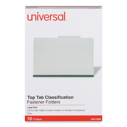  | Universal UNV10282 6-Section 2-Divider Pressboard Classification Folders - Legal, Gray (10/Box) image number 0