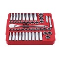 Socket Sets | Milwaukee 48-22-9010 47-Piece 1/2 in. Drive Metric and SAE Ratchet and Socket Set with FOUR FLAT Sides image number 3