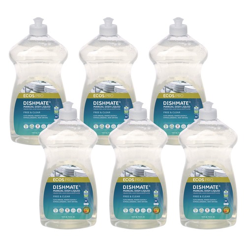 Office Jansan | ECOS PRO PL97216CT 25 oz Dishmate Manual Dish Liquid Squeeze Bottle - Free and Clear (6/Carton) image number 0