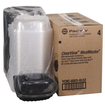 Pactiv Corp. 10.75 in. x 8.5 in. x 4.25 in. ClearView MealMaster Chicken Roaster - Black/Clear (95/Carton)
