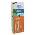 Cutlery | World Centric AS-BB-R Paper Fork/Knife/Spoon Bamboo Cutlery - Natural (24/Pack) image number 0