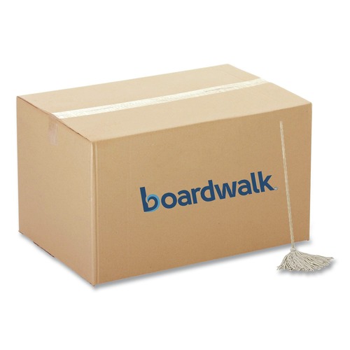 Mops | Boardwalk BWKCD50024S 50 in. Wood Handle #24 Cotton Head Deck Mop - White (6/Carton) image number 0