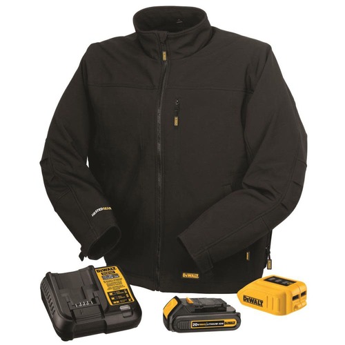 New Year New Savings! Save $25 off $150 | Dewalt DCHJ060ABD1-L 20V MAX Lithium-Ion Soft Shell Heated Work Jacket Kit - Large, Black (2 Ah) image number 0