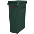 Trash & Waste Bins | Rubbermaid Commercial FG354007GRN 23 Gallon Slim Jim Recycling Container with Venting Channels - Green image number 2