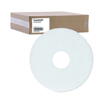 Boardwalk 12 in. Diameter Polishing Floor Pads - White (5/Carton)