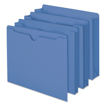 Smead Straight Tab Letter Size Colored File Jackets with Reinforced Double-Ply Tab - Blue (100/Box)