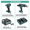 Makita GT200D-BL4025 40V Max XGT Brushless Lithium-Ion 1/2 in. Cordless Hammer Drill Driver and 4-Speed Impact Driver Combo Kit with 2.5 Ah Lithium-Ion Battery Bundle image number 1