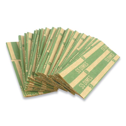 Bulk Savings Pricing 2 | CONTROLTEK 560044 5 Dollar Dimes Flat Tubular Coin Wrap - Green (1000/Box) image number 0