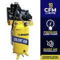 Stationary Air Compressors | EMAX ESP05V080I3 5 HP 80 Gallon 2-Stage 3-Phase Industrial Inline Pressure Lubricated Solid Cast Iron Pump 19 CFM at 100 PSI Plus SILENT Air Compressor image number 1